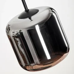 Suspension Verre 15 cm Lauden Chrome, Fumé, 5 lumières