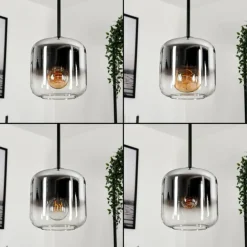 Suspension Verre 15 cm Lauden Chrome, Clair, Fumé, 5 lumières