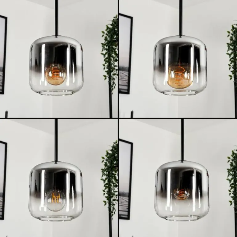 Suspension Verre 15 cm Lauden Chrome, Clair, Fumé, 5 lumières