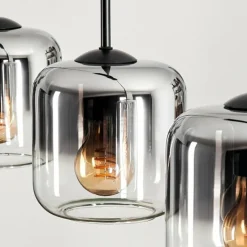 Suspension Verre 15 cm Lauden Chrome, Clair, Fumé, 5 lumières