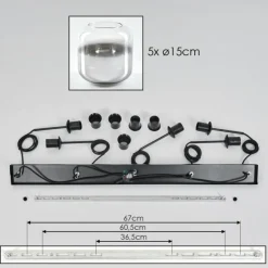 Suspension Verre 15 cm Lauden Chrome, Clair, Fumé, 5 lumières