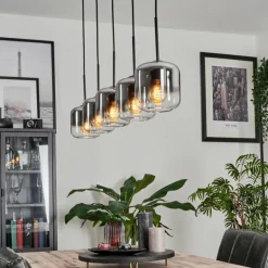 Suspension Verre 15 cm Lauden Chrome, Clair, Fumé, 5 lumières