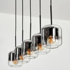 Suspension Verre 15 cm Lauden Chrome, Clair, Fumé, 5 lumières
