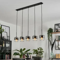 Suspension Verre 15 cm Lauden Chrome, Clair, Fumé, 5 lumières