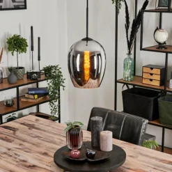 Suspension Verre 20 cm Vevino Chrome, Fumé, 1 lumière