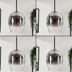 Suspension Verre 20 cm Vevino Clair, Fumé, 1 lumière