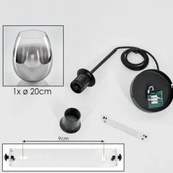 Suspension Verre 20 cm Vevino Clair, Fumé, 1 lumière