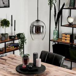 Suspension Verre 20 cm Vevino Clair, Fumé, 1 lumière