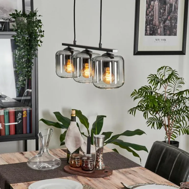 Suspension Verre 15cm Lauden Fumé, 3 lumières