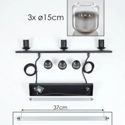 Suspension Verre 15cm Lauden Fumé, 3 lumières