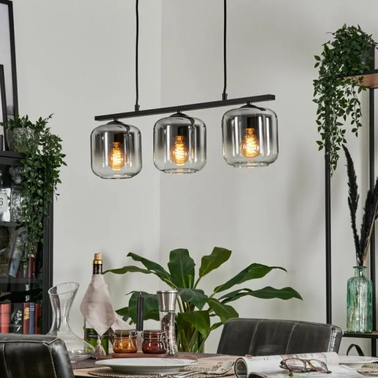 Suspension Verre 15cm Lauden Fumé, 3 lumières