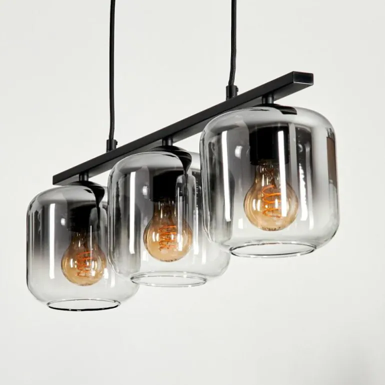 Suspension Verre 15cm Lauden Fumé, 3 lumières