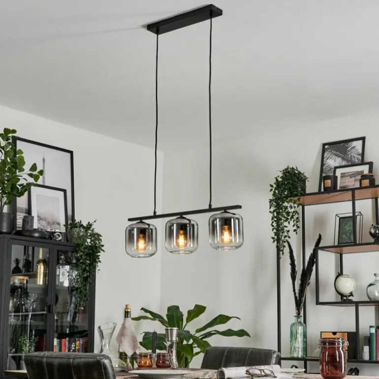 Suspension Verre 15cm Lauden Fumé, 3 lumières