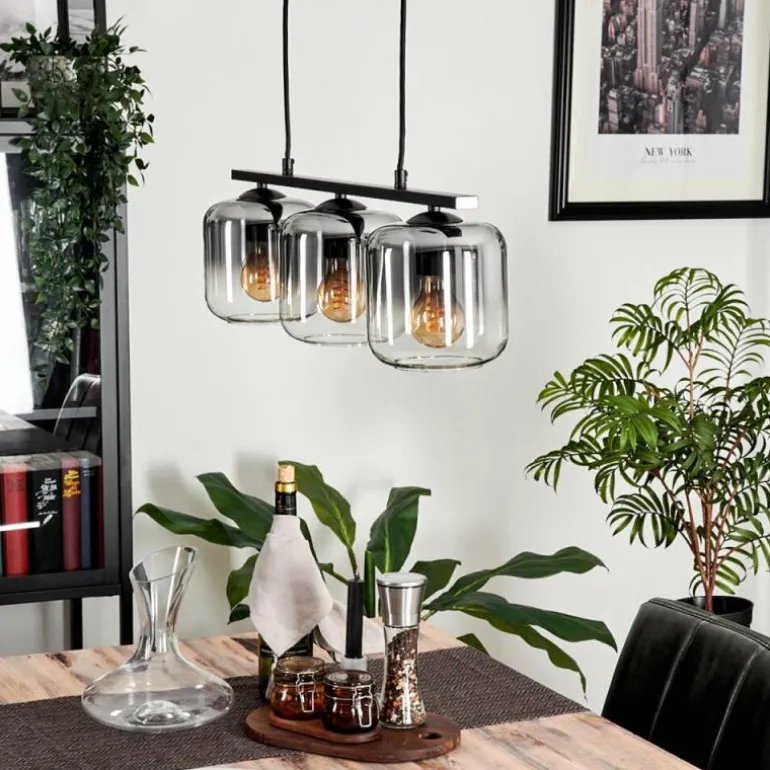 Suspension Verre 15cm Lauden Fumé, 3 lumières