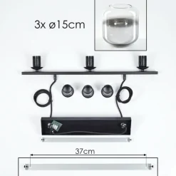 Suspension Verre 15cm Lauden Fumé, 3 lumières