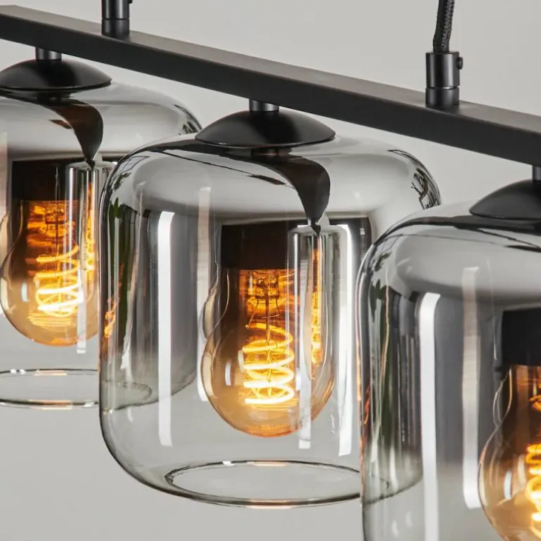 Suspension Verre 15cm Lauden Fumé, 3 lumières