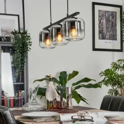 Suspension Verre 15cm Lauden Fumé, 3 lumières