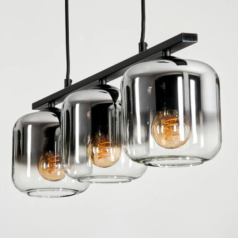 Suspension Verre 15cm Lauden Fumé, 3 lumières