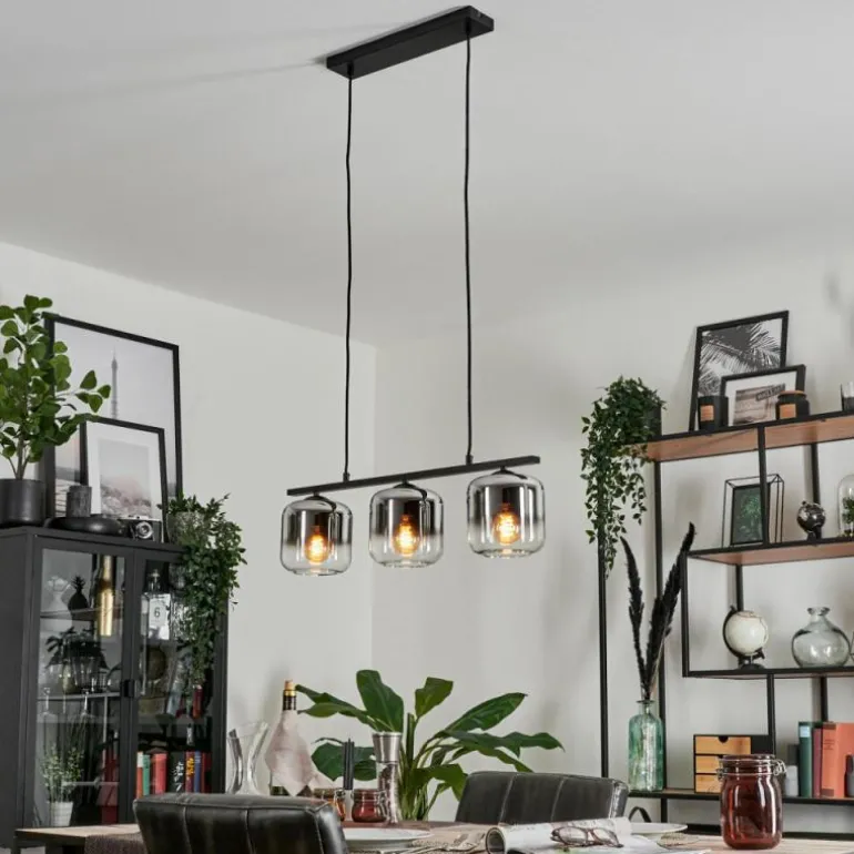 Suspension Verre 15cm Lauden Fumé, 3 lumières