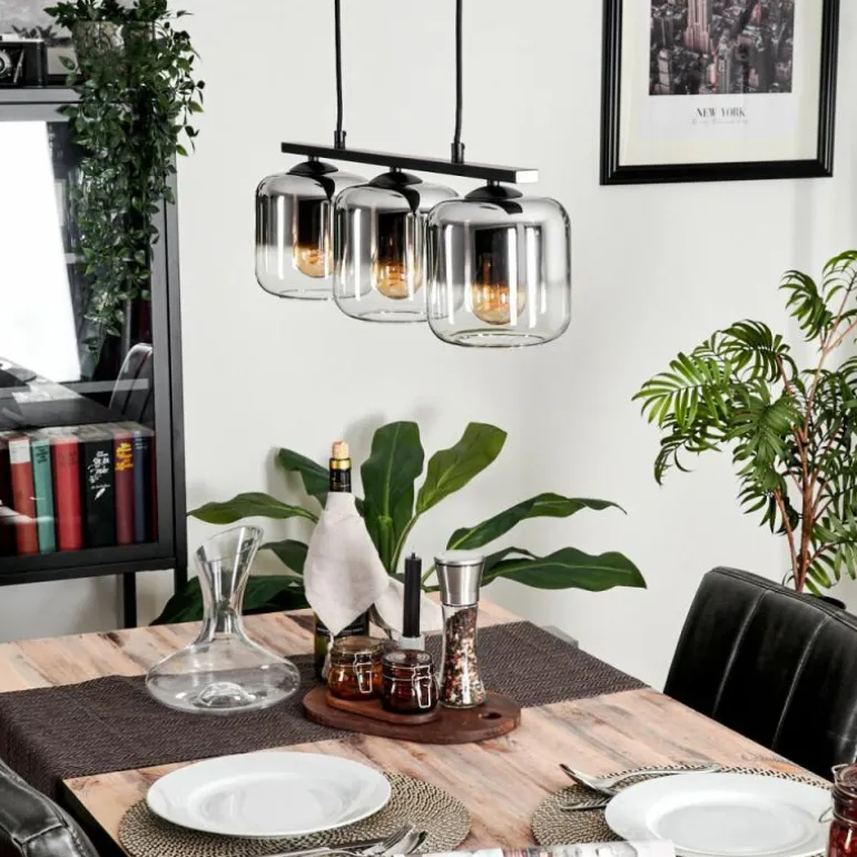 Suspension Verre 15cm Lauden Fumé, 3 lumières