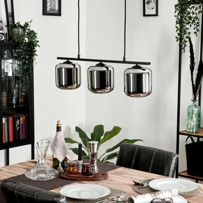 Suspension Verre 15cm Lauden Fumé, 3 lumières