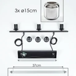 Suspension Verre 15cm Lauden Fumé, 3 lumières