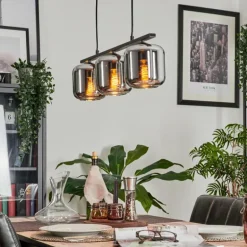 Suspension Verre 15cm Lauden Fumé, 3 lumières