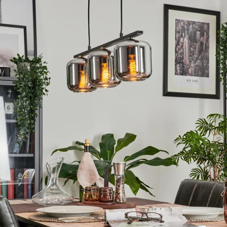 Suspension Verre 15cm Lauden Fumé, 3 lumières