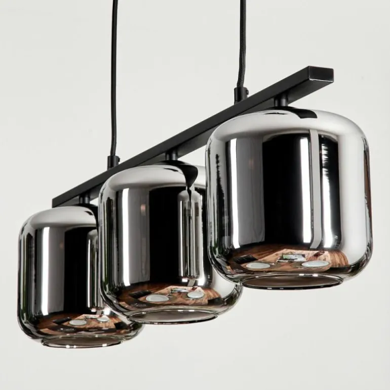 Suspension Verre 15cm Lauden Fumé, 3 lumières