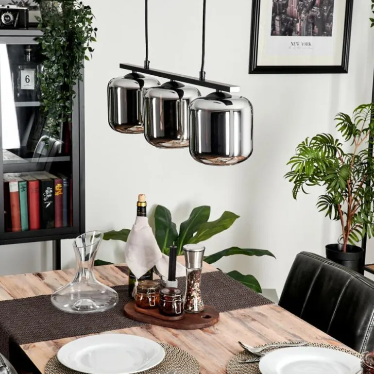 Suspension Verre 15cm Lauden Fumé, 3 lumières