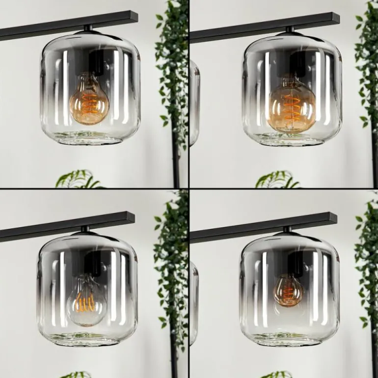 Suspension Verre 15cm Lauden Clair, Fumé, 4 lumières