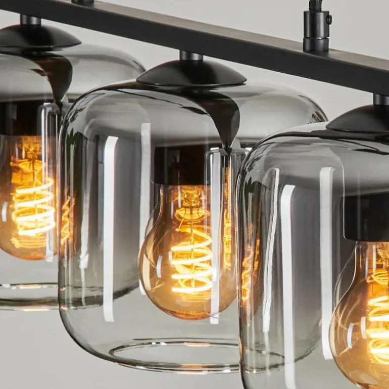 Suspension Verre 15cm Lauden Clair, Fumé, 4 lumières