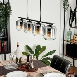 Suspension Verre 15cm Lauden Clair, Fumé, 4 lumières
