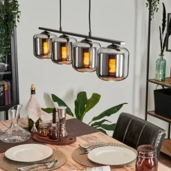 Suspension Verre 15cm Lauden Fumé, 4 lumières