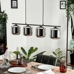 Suspension Verre 15cm Lauden Fumé, 4 lumières