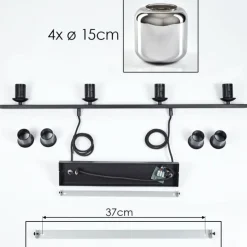 Suspension Verre 15cm Lauden Fumé, 4 lumières