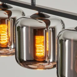 Suspension Verre 15cm Lauden Fumé, 4 lumières