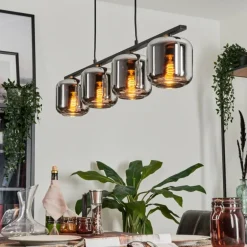 Suspension Verre 15cm Lauden Fumé, 4 lumières