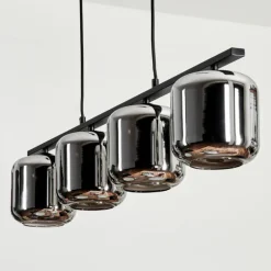 Suspension Verre 15cm Lauden Fumé, 4 lumières