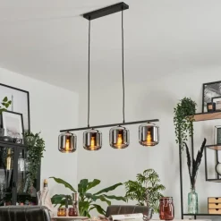 Suspension Verre 15cm Lauden Fumé, 4 lumières