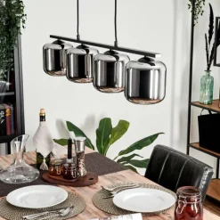 Suspension Verre 15cm Lauden Fumé, 4 lumières