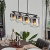 Suspension Verre 15cm Lauden Clair, Fumé, 4 lumières