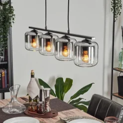 Suspension Verre 15cm Lauden Clair, Fumé, 4 lumières