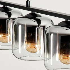 Suspension Verre 15cm Lauden Clair, Fumé, 4 lumières