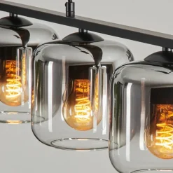 Suspension Verre 15cm Lauden Clair, Fumé, 4 lumières