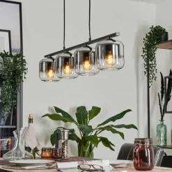 Suspension Verre 15cm Lauden Clair, Fumé, 4 lumières