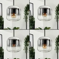Suspension Verre 20cm Lauden Chrome, Clair, Fumé, 1 lumière