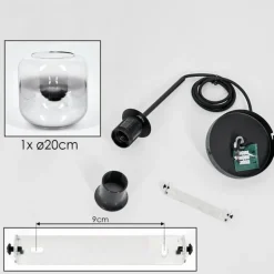 Suspension Verre 20cm Lauden Chrome, Clair, Fumé, 1 lumière