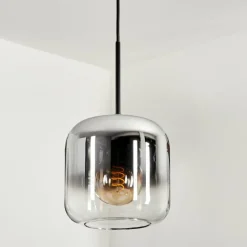 Suspension Verre 20cm Lauden Chrome, Clair, Fumé, 1 lumière