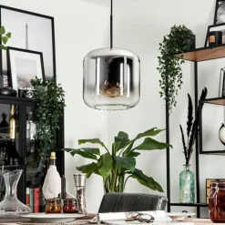 Suspension Verre 25cm Lauden Chrome, Clair, Fumé, 1 lumière